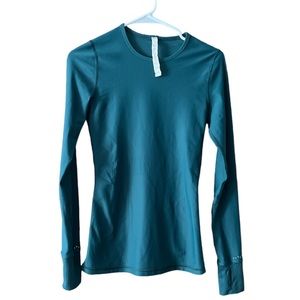 Lululemon Zoned In Long Sleeve Stash Pocket Reflective Running Top Green Jasper